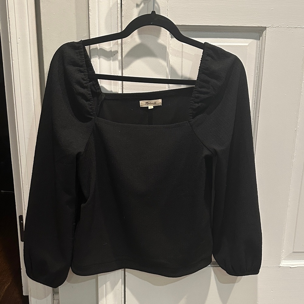 Madewell Black Square Neck Blouse, Size Small (Only worn once!)